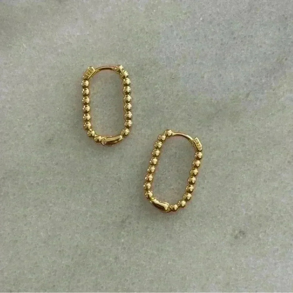 Modest Lu Jewelry - Gold Beaded Oval Hoop Earrings 

Brand New